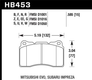 Mitsubishi Evo Brake Pad Set - Front - Hawk Performance - DTC-30 - `03-`06 Mitsubishi Evo Brake Pad Set - Front - Hawk Performance - DTC-30 - `03-`06